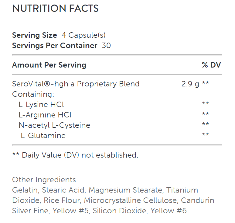 SeroVital HGH Ingredients